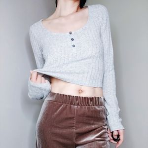 Wild Fable Ribbed Long Sleeves Crop Top Size M
